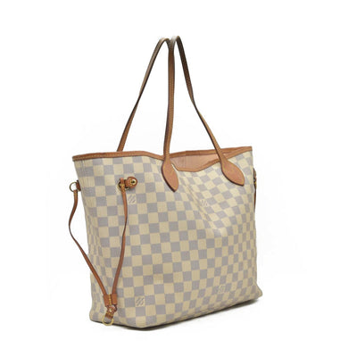 $2170 Louis Vuitton Damier Azur Neo Neverfull MM Rose Ballerine RFID