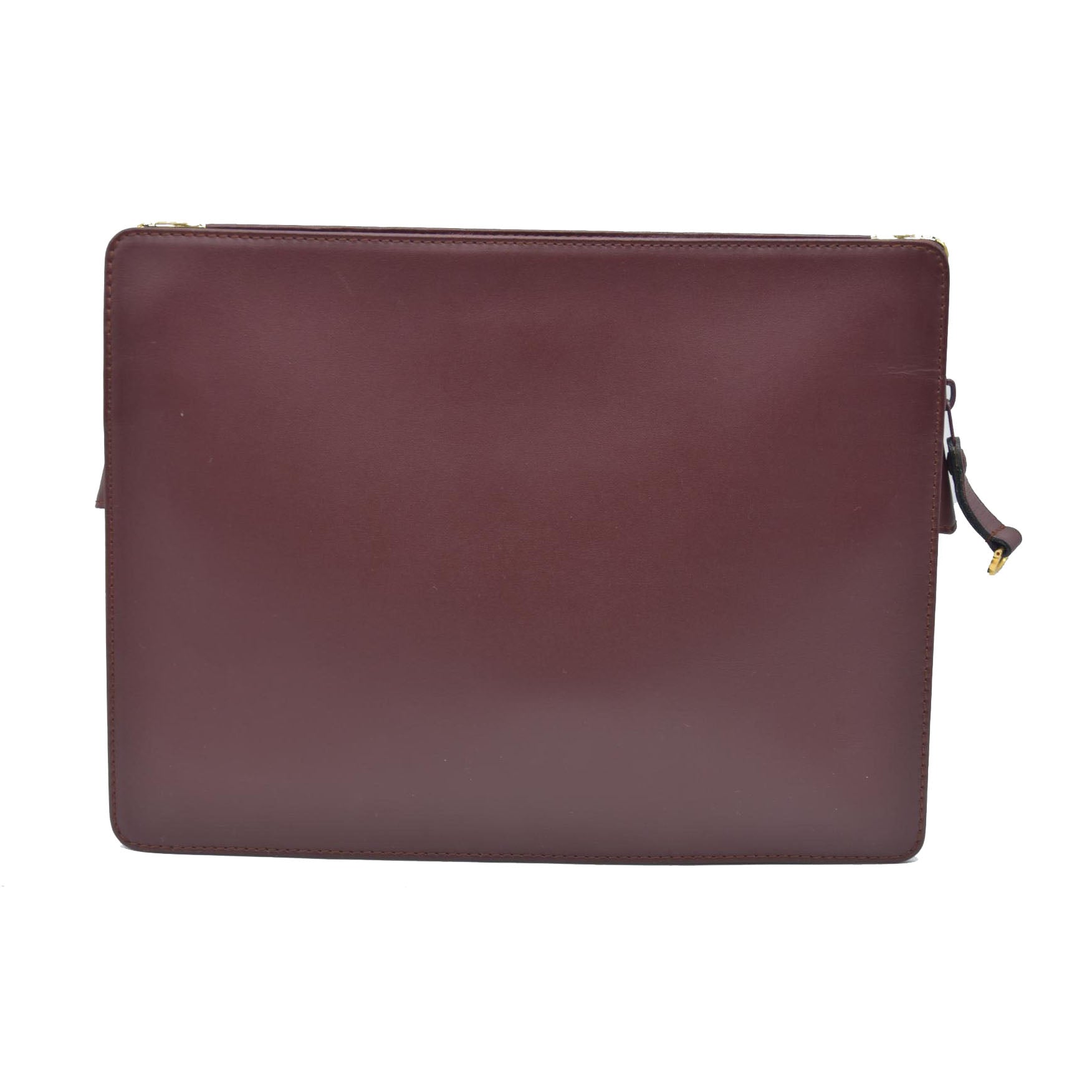 AUCTION CARTIER Must Line Clutch Bag Leather Bordeaux