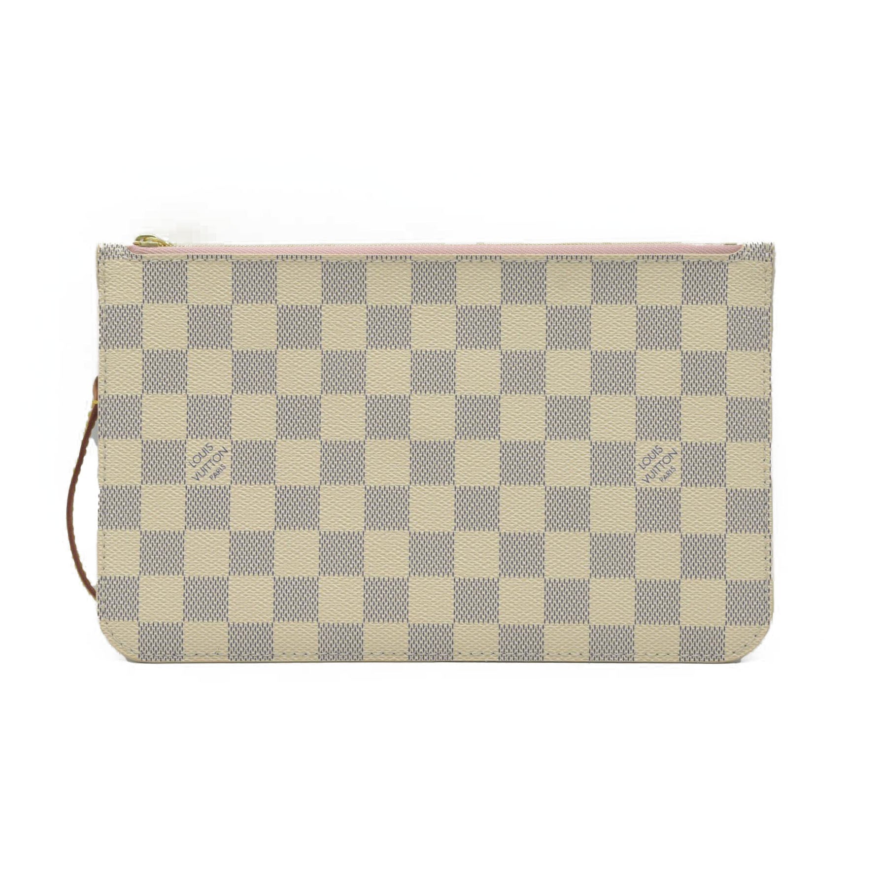 $600 Louis Vuitton Damier Azur Neverfull MM GM Pochette Rose Ballerine RFID