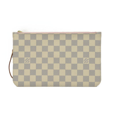 $600 Louis Vuitton Damier Azur Neverfull MM GM Pochette Rose Ballerine RFID