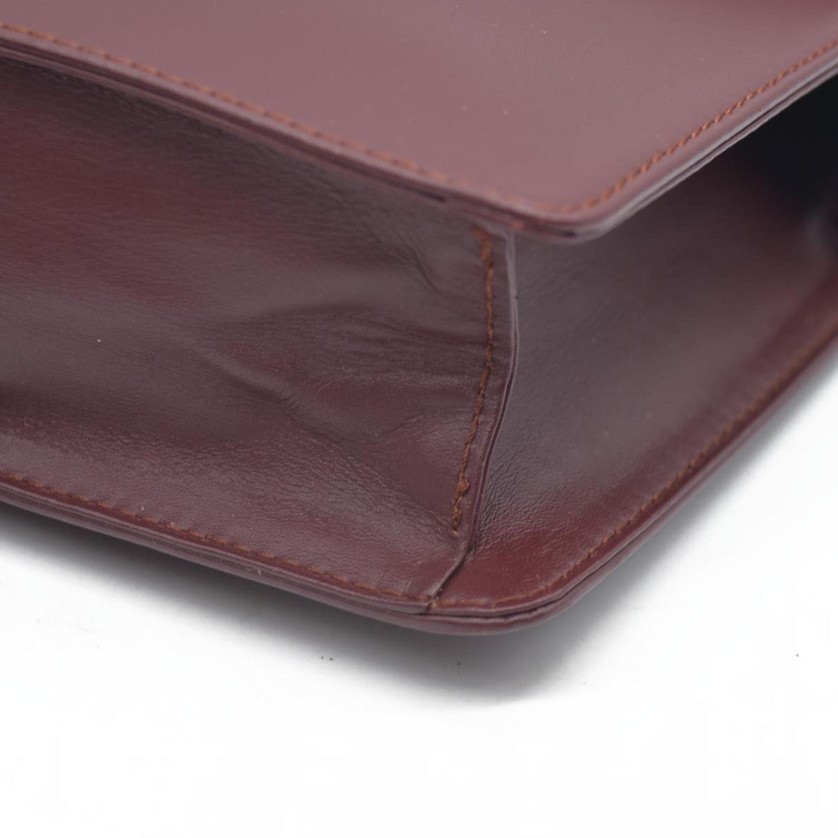 AUCTION CARTIER Must Line Clutch Bag Leather Bordeaux