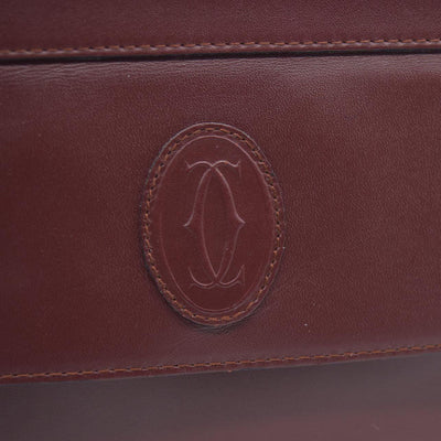 AUCTION CARTIER Must Line Clutch Bag Leather Bordeaux