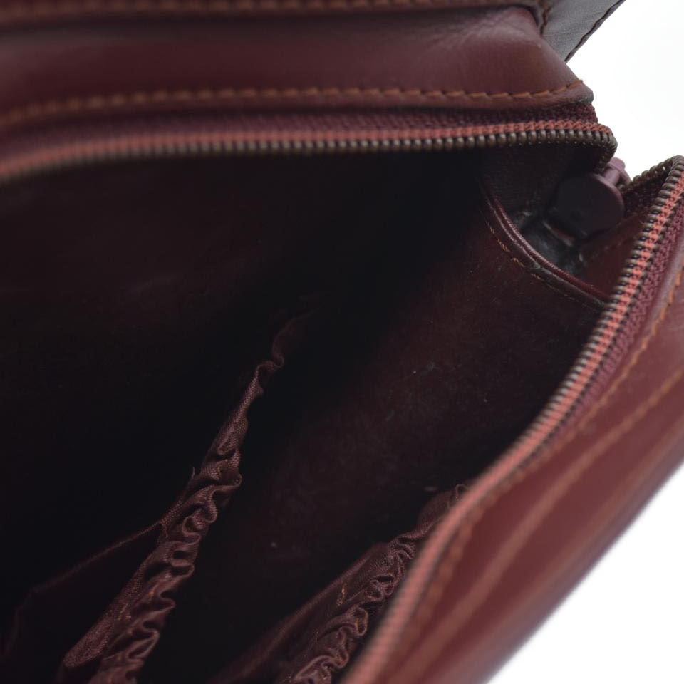 AUCTION CARTIER Must Line Clutch Bag Leather Bordeaux
