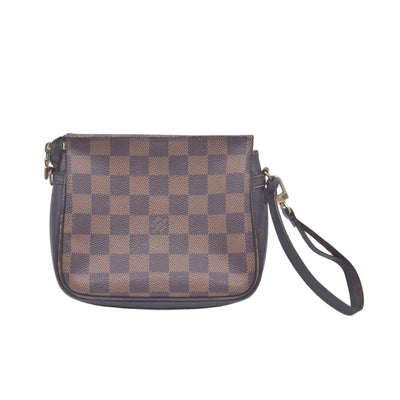 $850 1998 Louis Vuitton Damier Ebene Trousse Make Up Bag Pochette NO0928 CONSIGNMENT 10021081