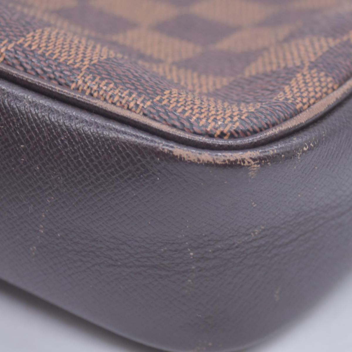 $850 1998 Louis Vuitton Damier Ebene Trousse Make Up Bag Pochette NO0928 CONSIGNMENT 10021081