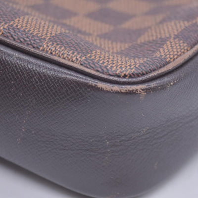 $850 1998 Louis Vuitton Damier Ebene Trousse Make Up Bag Pochette NO0928 CONSIGNMENT 10021081