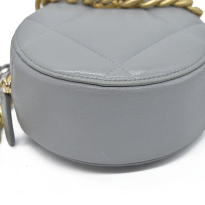 Chanel  Lambskin Quilted Chanel 19 Round Clutch With Chain Grey