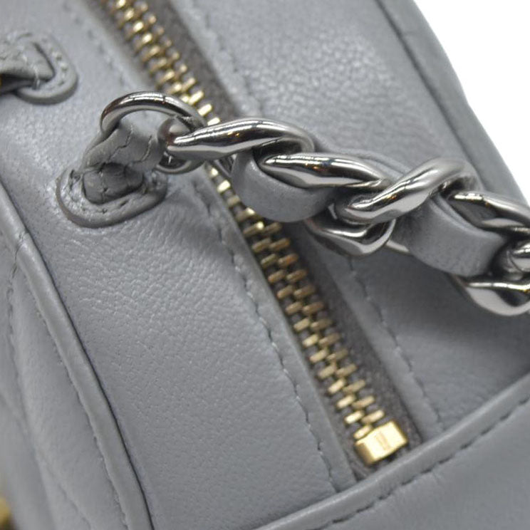 Chanel  Lambskin Quilted Chanel 19 Round Clutch With Chain Grey