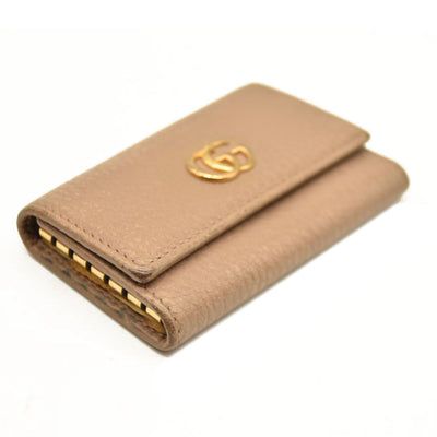 GUCCI GG Marmont Leather 6 Rings Key Case Beige