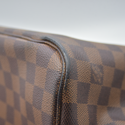 $2240 2017 Louis Vuitton Damier Ebene Neverfull MM Cherry Red Interior GI3167