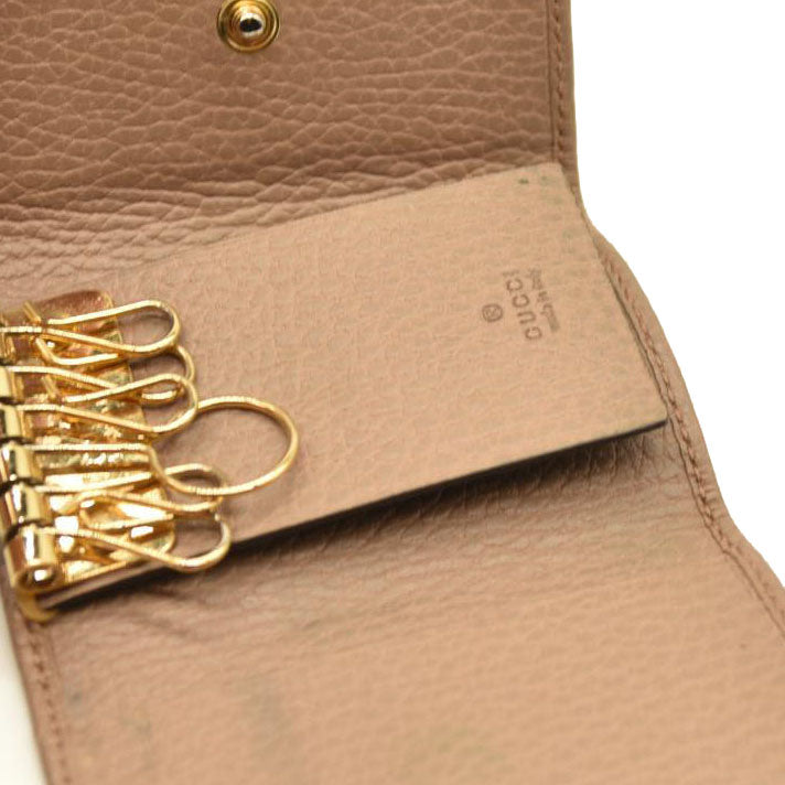 GUCCI GG Marmont Leather 6 Rings Key Case Beige
