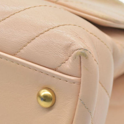 $7300 Chanel  Calfskin Chevron Quilted Medium Coco Handle Flap Beige