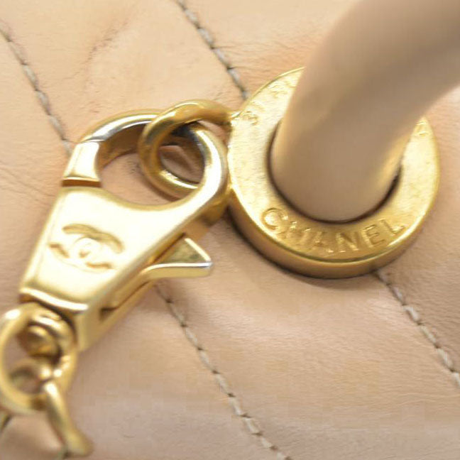 $7300 Chanel  Calfskin Chevron Quilted Medium Coco Handle Flap Beige