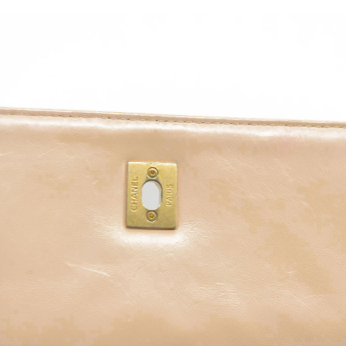 $7300 Chanel  Calfskin Chevron Quilted Medium Coco Handle Flap Beige