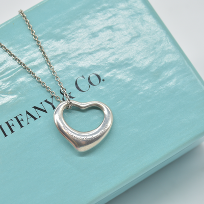 $360 Tiffany & Co. Elsa Peretti 11 mm Open Heart Pendant Sterling Silver