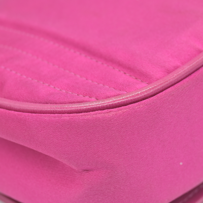 $3500 1986-1988 Chanel Vintage Coco Mark Satin Chain Shoulder Bag Pink