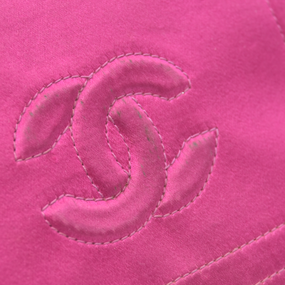 $3500 1986-1988 Chanel Vintage Coco Mark Satin Chain Shoulder Bag Pink