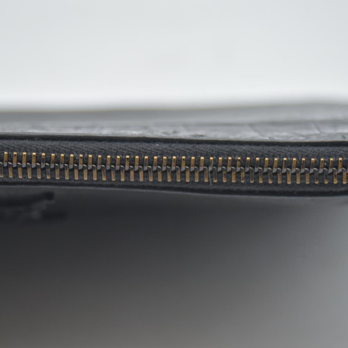 $990 Saint Laurent Croc Monogram Embossed Zip Clutch Black 2018