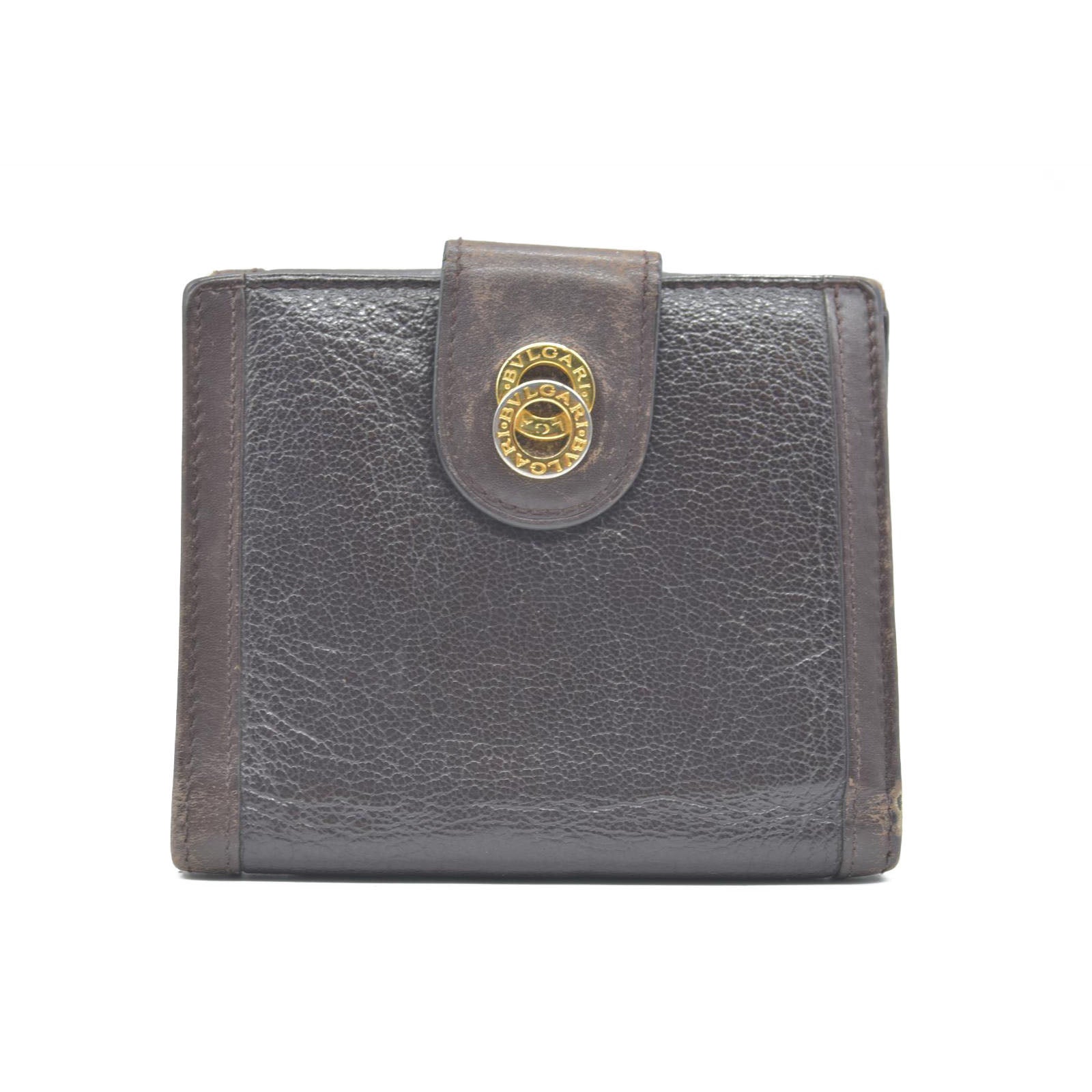 $690 BVLGARI Doppiotondo Leather Bifold Wallet