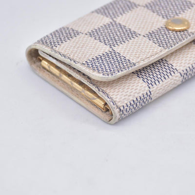 $345 2007 Louis Vuitton Damier Azur Multicles 4 Key Holder FL2027 CONSIGNMENT 10021073