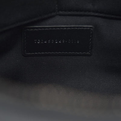 $990 Saint Laurent Croc Monogram Embossed Zip Clutch Black 2018
