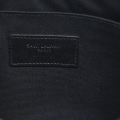 $990 Saint Laurent Croc Monogram Embossed Zip Clutch Black 2018