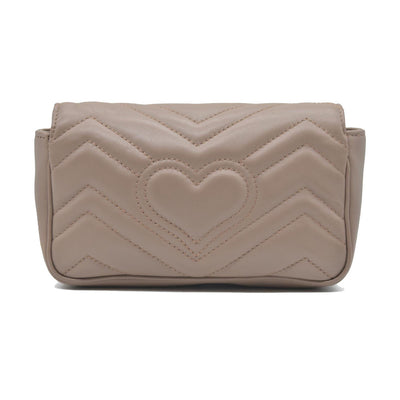 $1450 Gucci Double G Marmont Super Mini Beige Leather Crossbody Bag