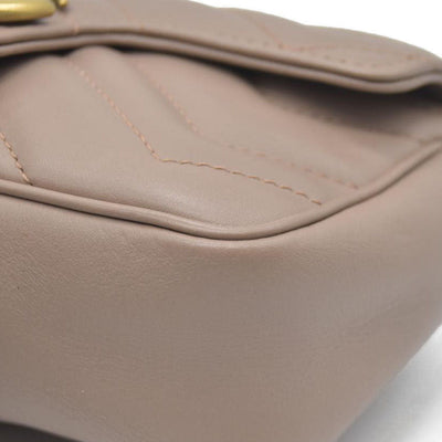 $1450 Gucci Double G Marmont Super Mini Beige Leather Crossbody Bag