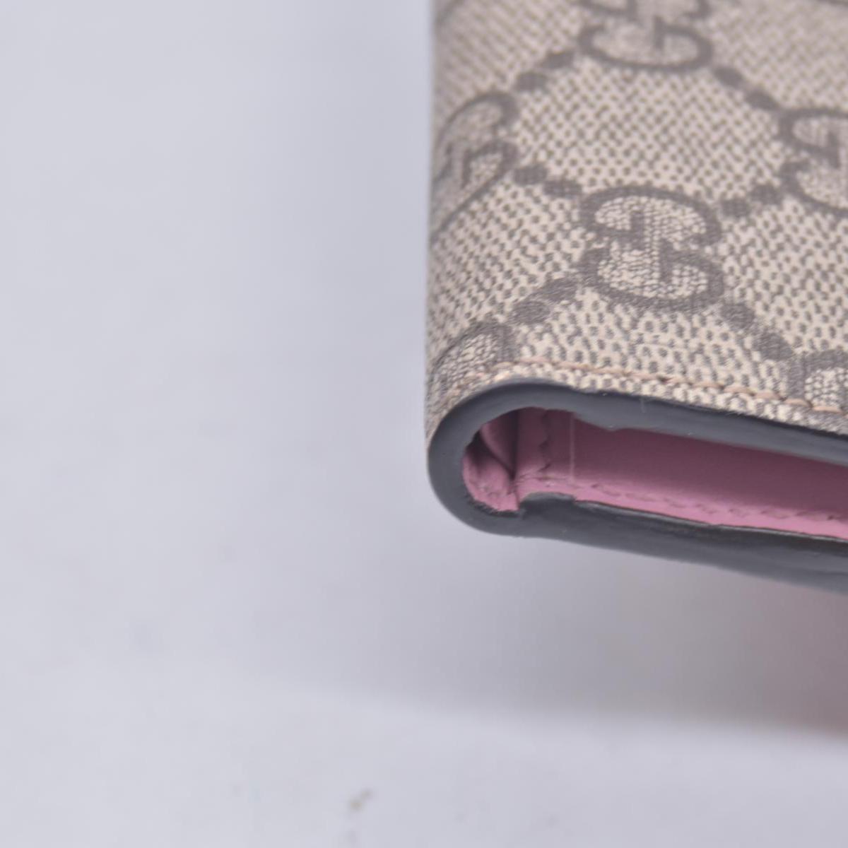 Gucci GG Supreme Monogram Pearl Studded French Wallet Pink CONSIGNMENT