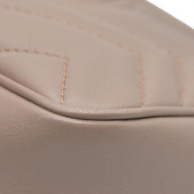 $1450 Gucci Double G Marmont Super Mini Beige Leather Crossbody Bag