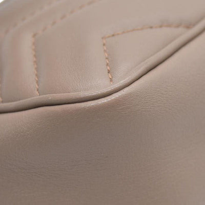$1450 Gucci Double G Marmont Super Mini Beige Leather Crossbody Bag