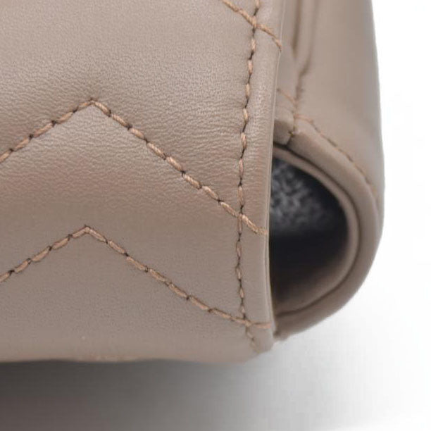 $1450 Gucci Double G Marmont Super Mini Beige Leather Crossbody Bag