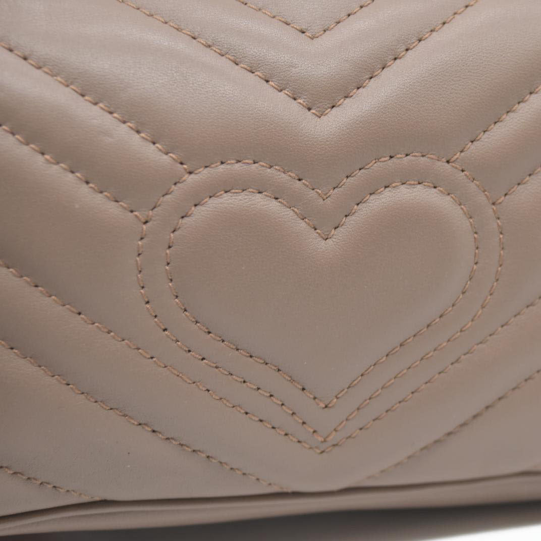 $1450 Gucci Double G Marmont Super Mini Beige Leather Crossbody Bag