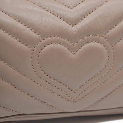 $1450 Gucci Double G Marmont Super Mini Beige Leather Crossbody Bag