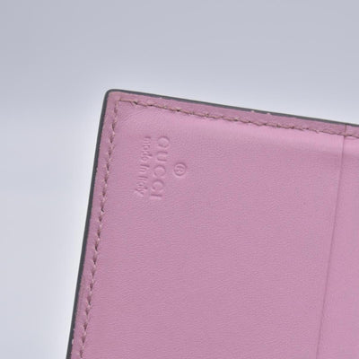Gucci GG Supreme Monogram Pearl Studded French Wallet Pink CONSIGNMENT