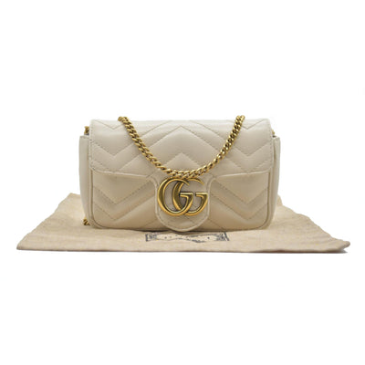 Gucci Super Mini Marmont Leather Shoulder Bag White GG Crossbody $1400