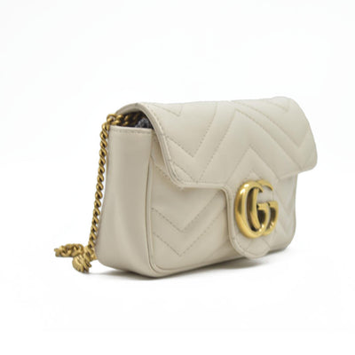 Gucci Super Mini Marmont Leather Shoulder Bag White GG Crossbody $1400