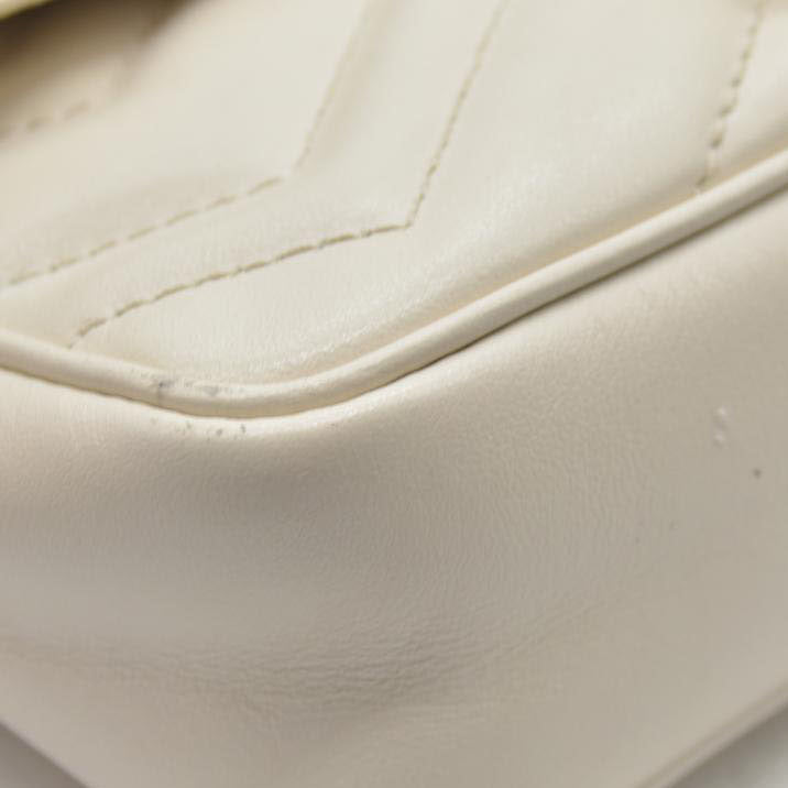 Gucci Super Mini Marmont Leather Shoulder Bag White GG Crossbody $1400