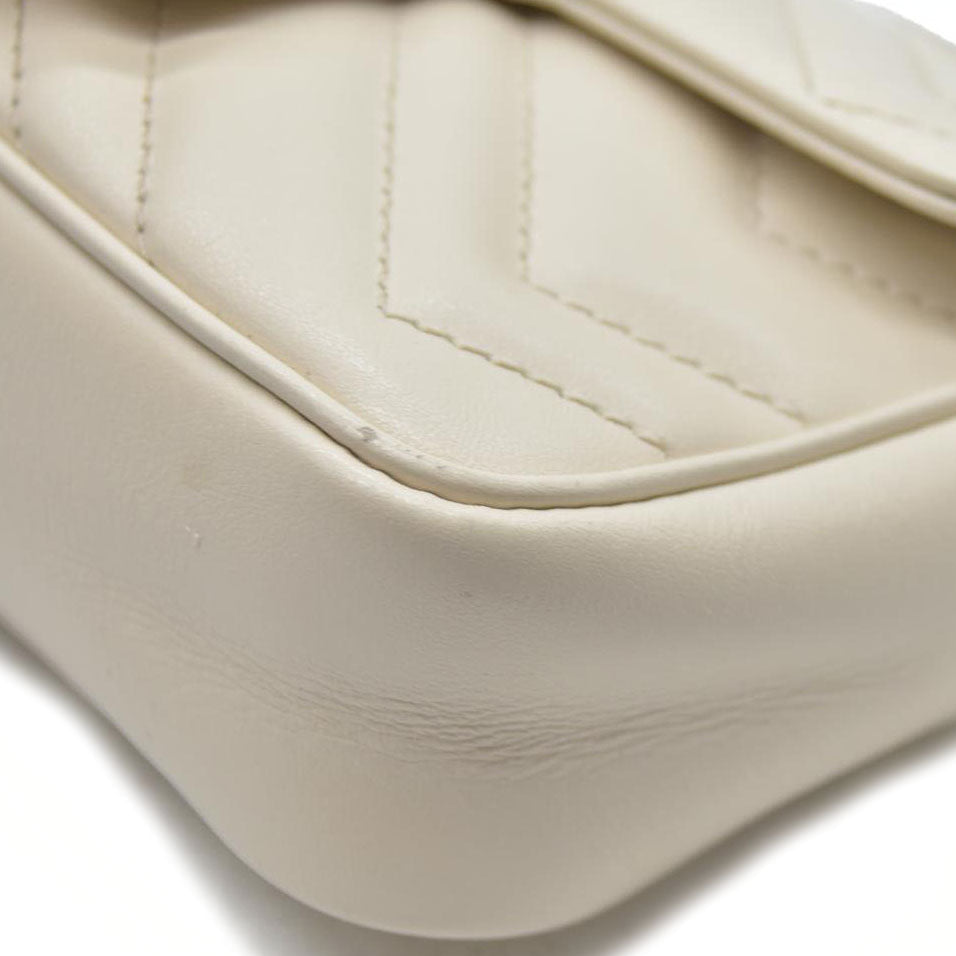 Gucci Super Mini Marmont Leather Shoulder Bag White GG Crossbody $1400