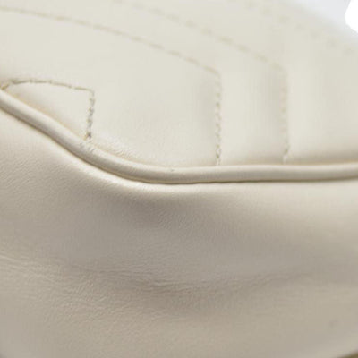 Gucci Super Mini Marmont Leather Shoulder Bag White GG Crossbody $1400