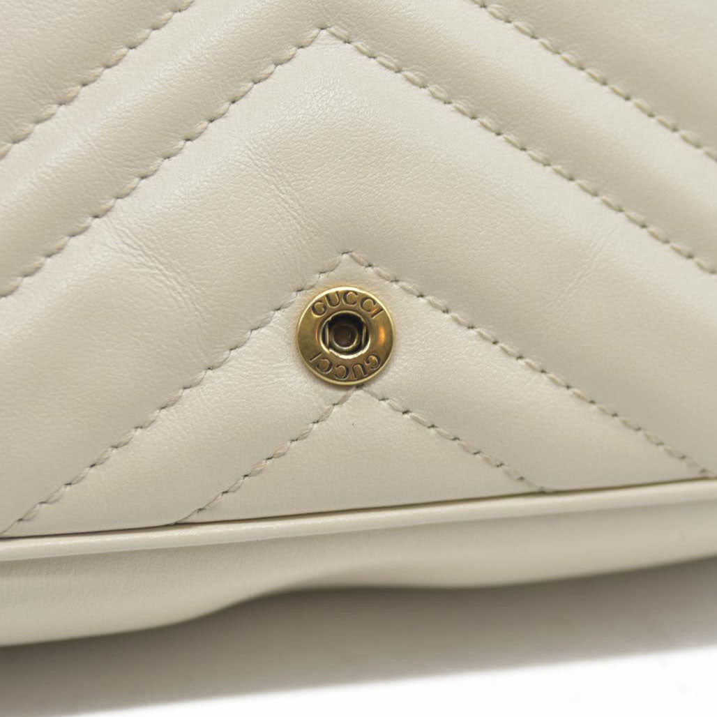 Gucci Super Mini Marmont Leather Shoulder Bag White GG Crossbody $1400