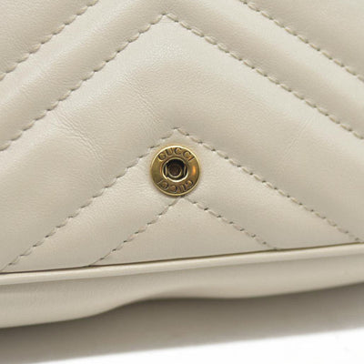 Gucci Super Mini Marmont Leather Shoulder Bag White GG Crossbody $1400