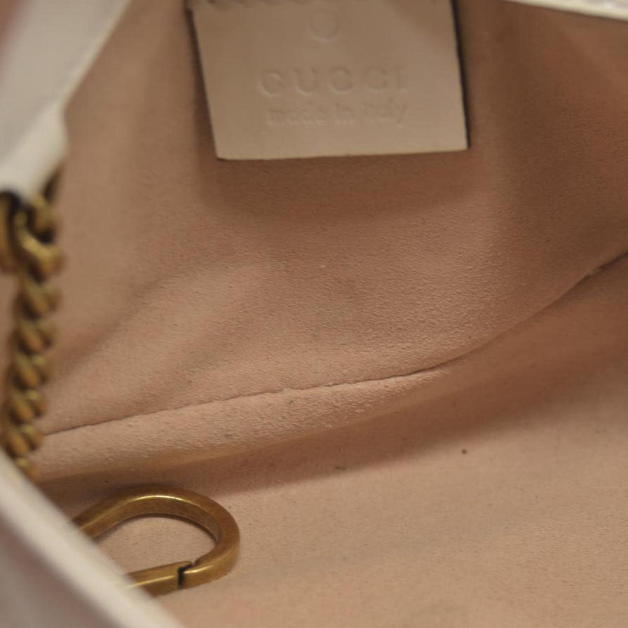 Gucci Super Mini Marmont Leather Shoulder Bag White GG Crossbody $1400