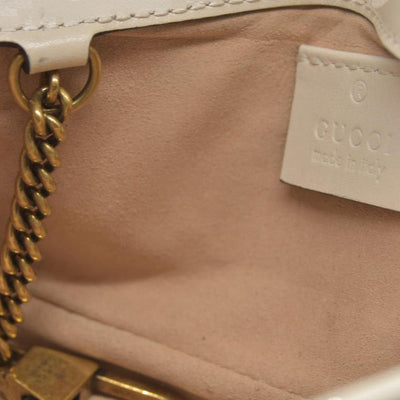 Gucci Super Mini Marmont Leather Shoulder Bag White GG Crossbody $1400