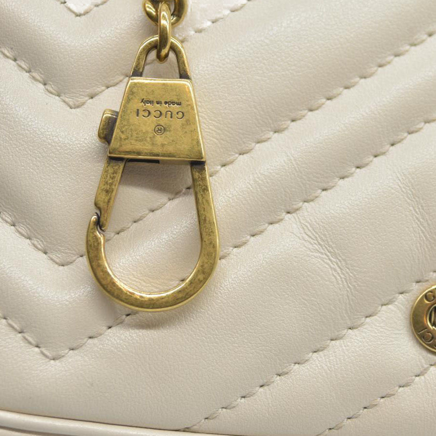 Gucci Super Mini Marmont Leather Shoulder Bag White GG Crossbody $1400