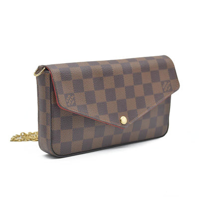 Louis Vuitton Damier Ebene Pochette Félicie Brown Coated Canvas Crossbody Bag