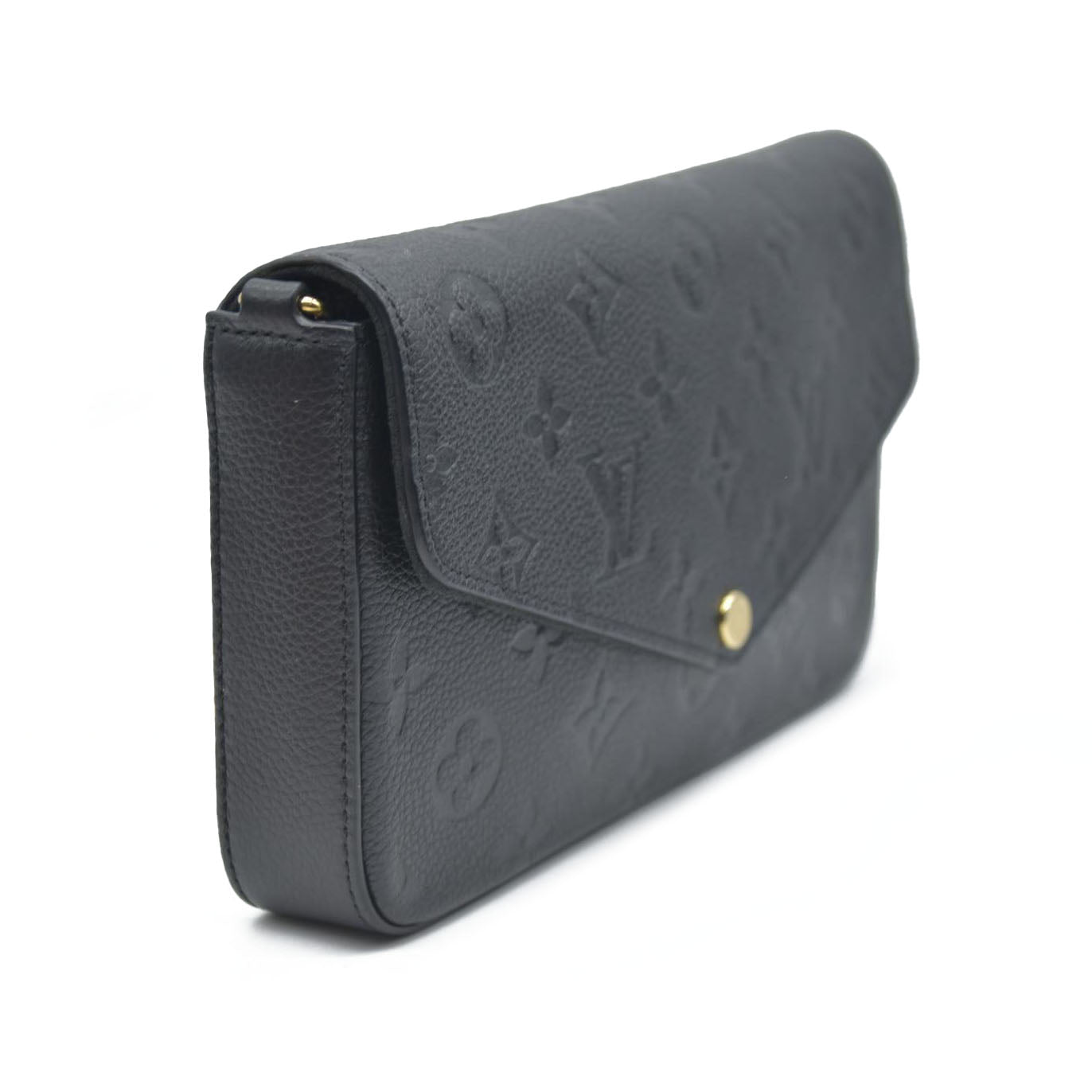 $1720 AUCTION Louis Vuitton  Empreinte Pochette Felicie Chain Wallet Black RFID New Model