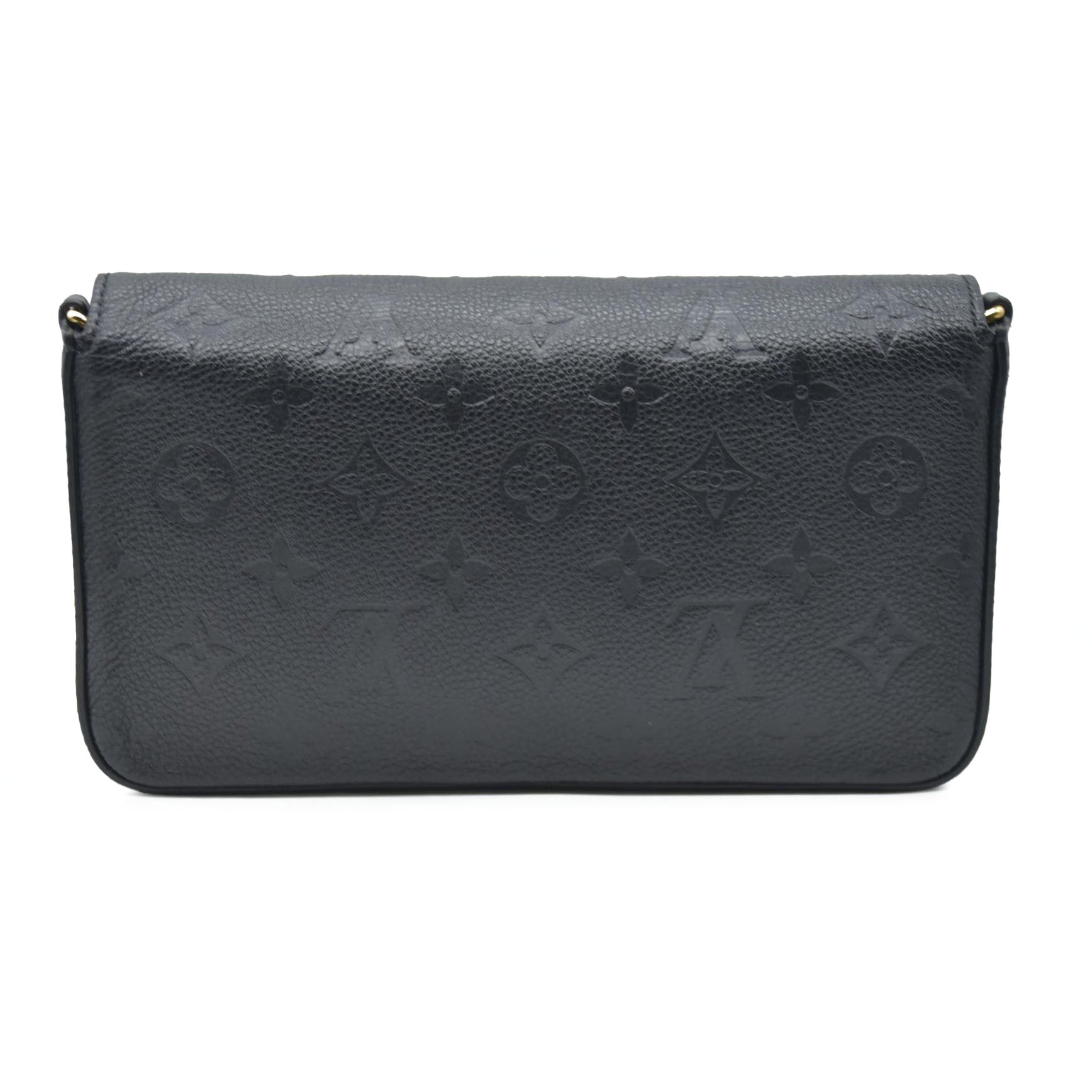 $1720 AUCTION Louis Vuitton  Empreinte Pochette Felicie Chain Wallet Black RFID New Model