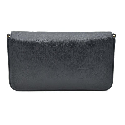 $1720 AUCTION Louis Vuitton  Empreinte Pochette Felicie Chain Wallet Black RFID New Model