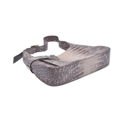Salvatore Ferragamo Croc Embossed Beige Leather Hobo Shoulder Bag CONSIGNMENT 10021138